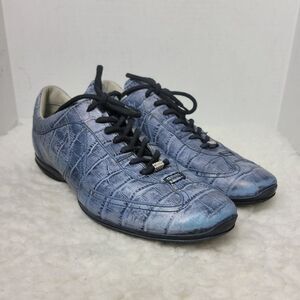 Santoni For Amg SLS  Mens Sneaker  Size 7.5 Blue Jeans Crocodile Leather Rare